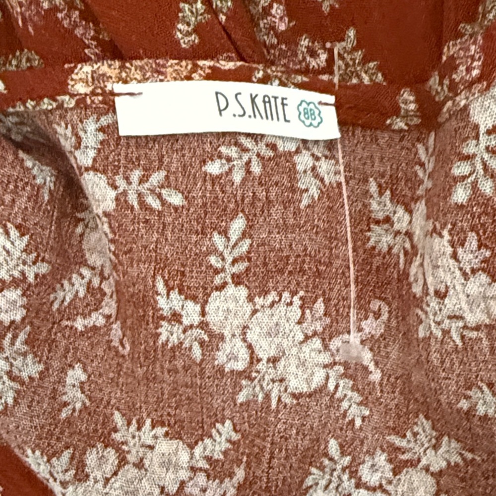 P.S Kate Rust and Floral Long Sleeve Tunic Blouse SKU1188 - Picture 2 of 9